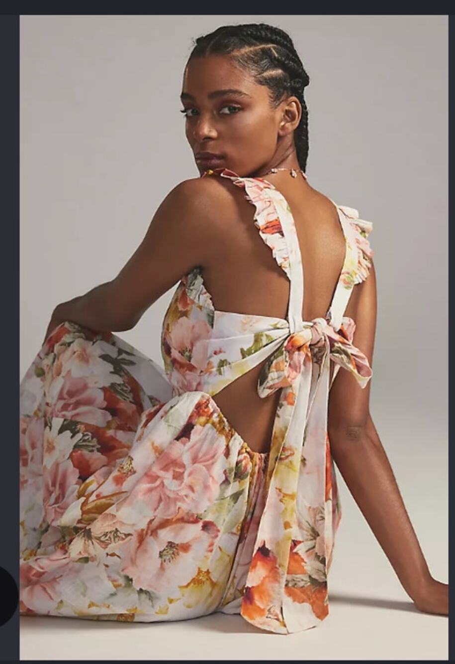 NEW Anthropologie Maeve Sleeveless Ruffled Floral Maxi Dress L